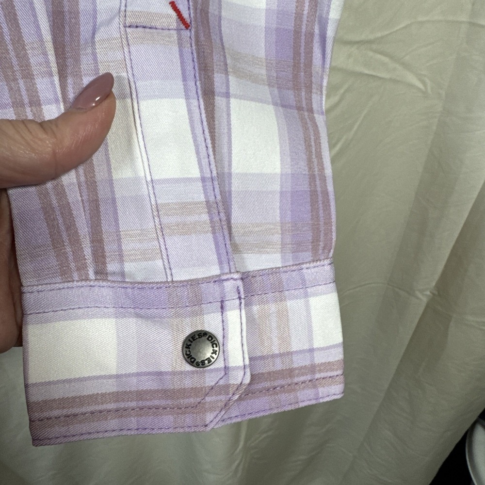 Dickies Snap Shirt Womens M Purple Plaid Cooling Utility Workwear NWT - Picture 6 of 14